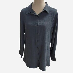 No Comment NY•LA women’s size large gray button long sleeve blouse